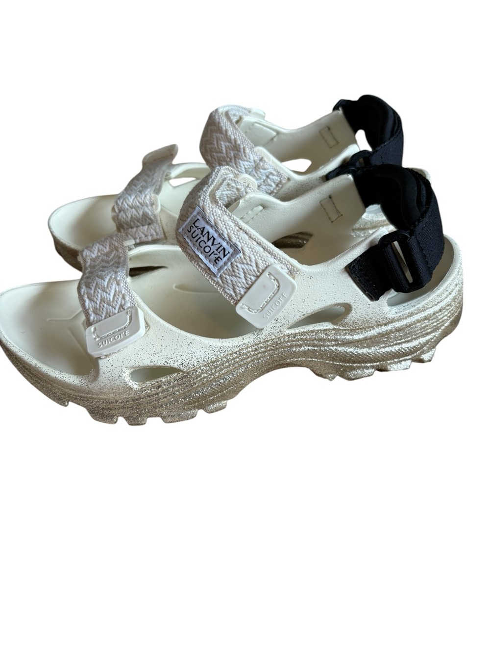 Lanvin x Suicoke Wake Curb X Sandals Cream Gold Glitter EU 39.5 / Fits US 8 - Picture 3 of 8